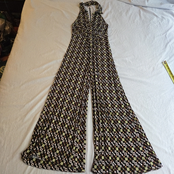 Free People Shayna Halter Wide Leg Black and White Floral Jumpsuit - Picture 3 of 15